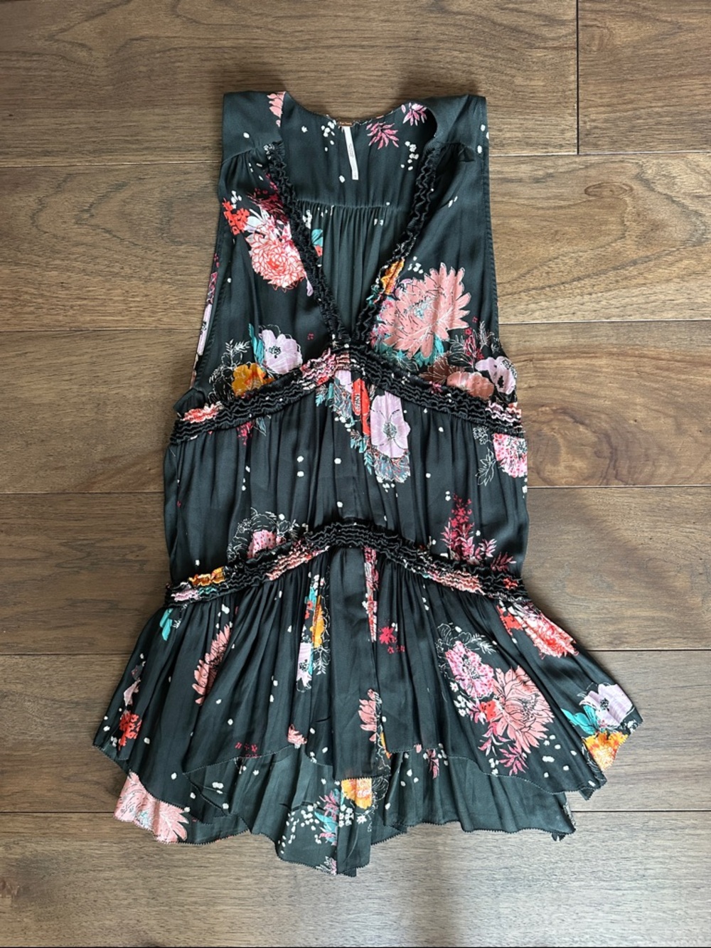 Free People Purple Haze Black Floral Tunic Tank